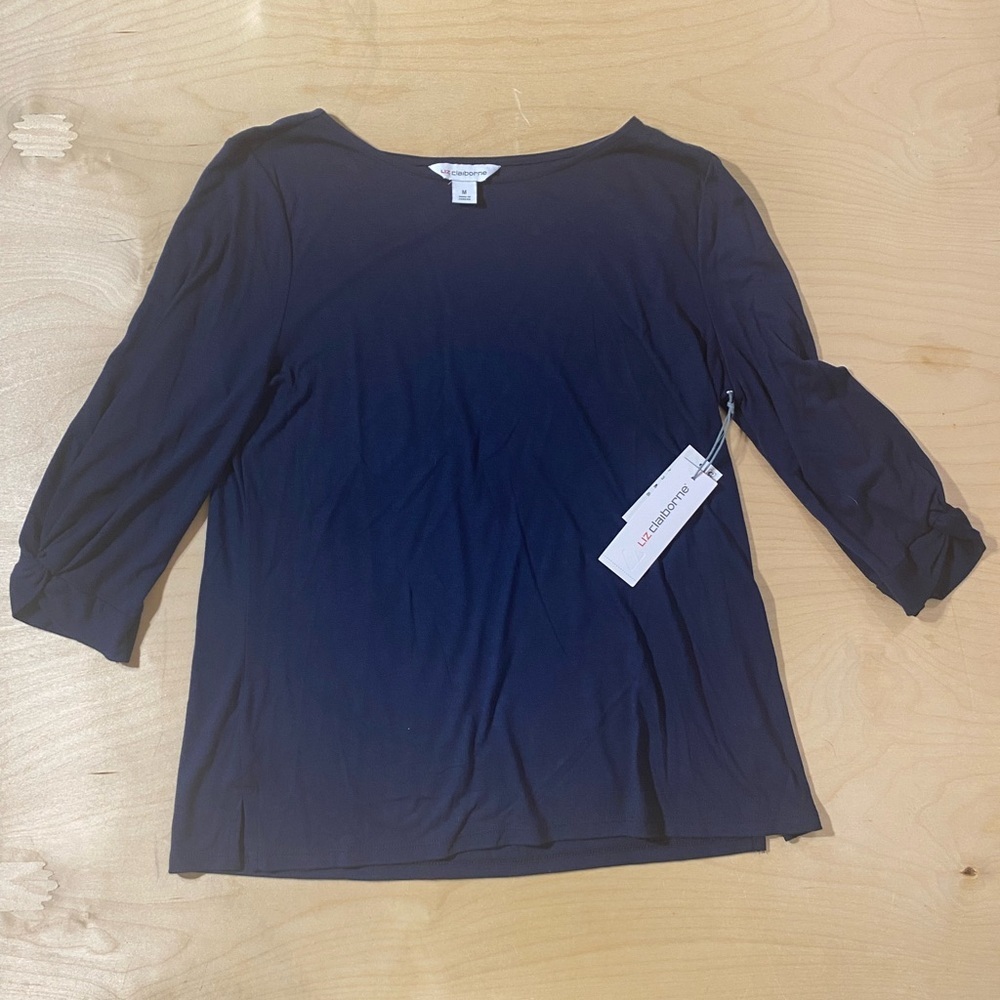 Liz Claiborne Midnight Blue Long Sleeve Top Medium (QM)